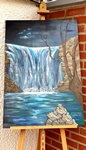 Bob Ross Farben - Landschaft 05 - Wasserfall auf Leinwand